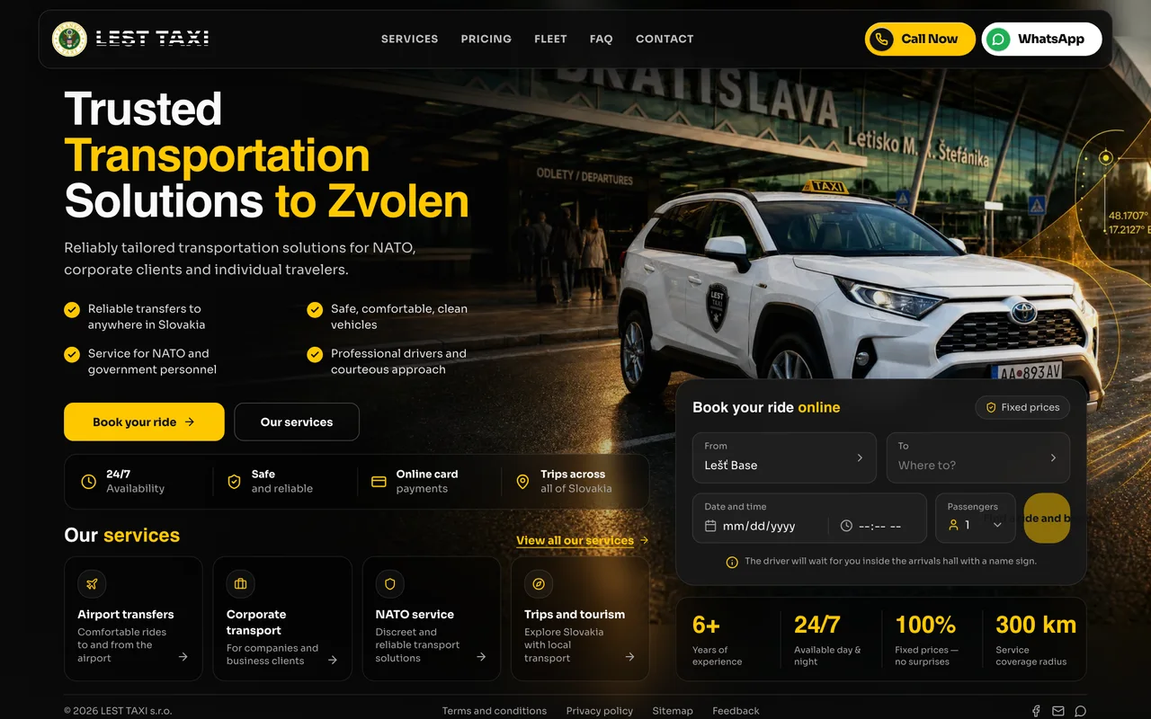 Náhled webu LEST TAXI (lesttaxi.com)