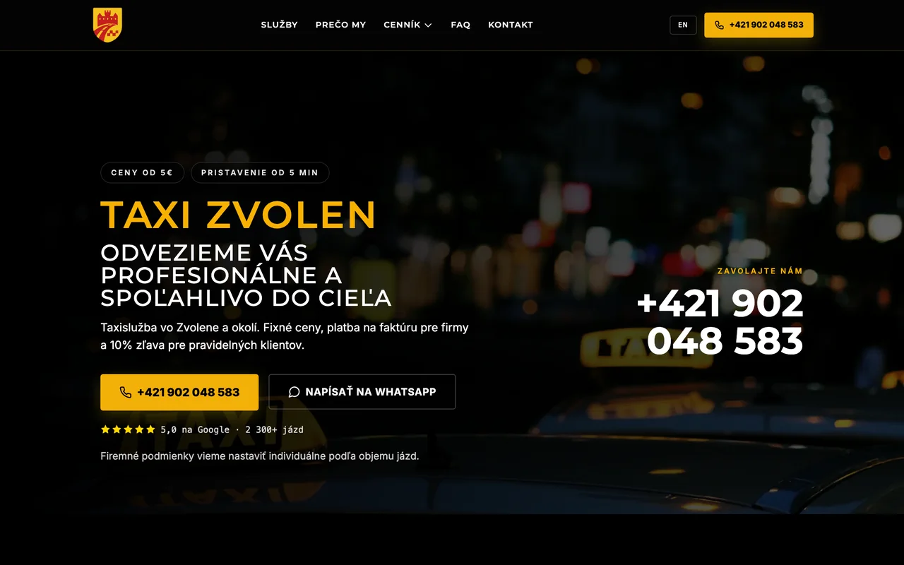 Náhled webu Taxi Zvolen (zvolen-taxi.sk)
